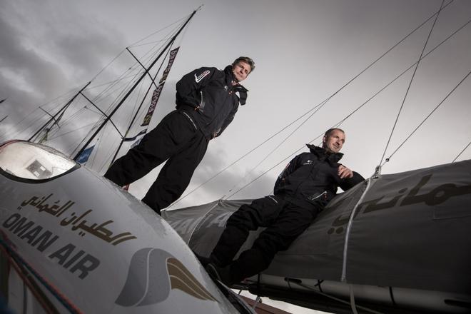 Le Havre - Itajai, Brazil The Oman Air Musandam MOD70 skipper Sidney Gavignet (FRA) with co skipper Damian Foxall (IRL). Shown here in the race village prior to the race start  © Lloyd Images http://lloydimagesgallery.photoshelter.com/